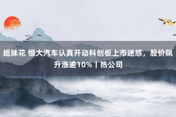 姐妹花 恒大汽车认真开动科创板上市迷惑，股价飙升涨逾10%丨热公司