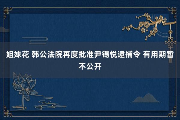 姐妹花 韩公法院再度批准尹锡悦逮捕令 有用期暂不公开