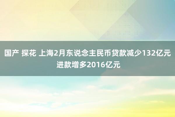国产 探花 上海2月东说念主民币贷款减少132亿元 进款增多2016亿元